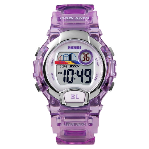 SKMEI 1450 Women Transparent Digital Watch 50m Waterproof Sports Watch with LED Light(Purple)