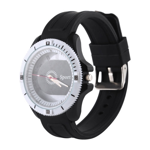 Classic Round Style Quartz Sports Watch with Silicone Band (Black)