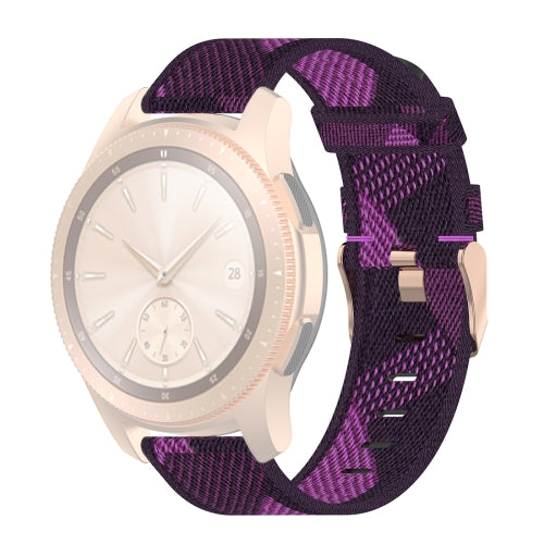 20mm Stripe Weave Nylon Wrist Strap Watch Band for Galaxy Watch 42mm, Galaxy Active / Active 2, Gear Sport, S2 Classic (Purple)