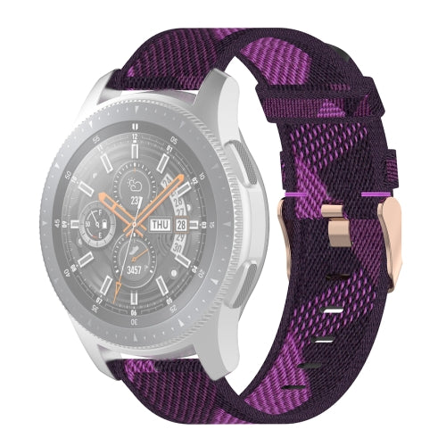 22mm Stripe Weave Nylon Wrist Strap Watch Band for Galaxy Watch 46mm / Gear S3 (Purple)