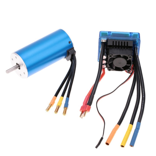 3674 2250KV 4P Sensorless Brushless Motor with 120A Brushless Electronic Speed Controller for 1/8 RC Car Truck