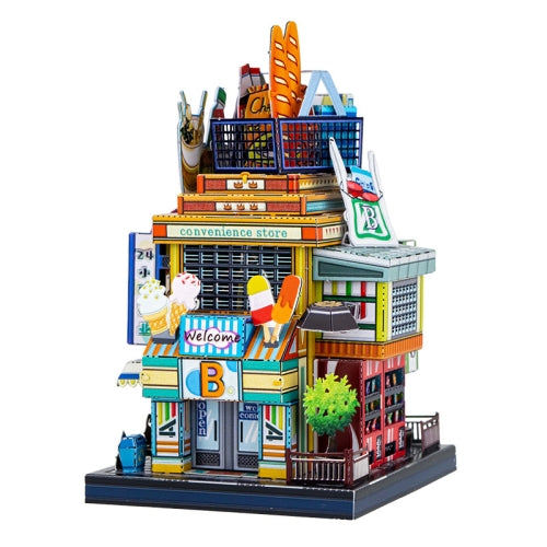 3D Metal Assembled Model Creative DIY Handmade Art House, Style: Convenience Store