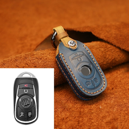 For Buick Car Cowhide Leather Key Protective Cover Key Case, Six Keys Version (Blue)