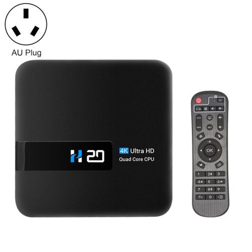 H20 4K Smart TV BOX Android 10.0 Media Player wtih Remote Control, Quad Core RK3228A, RAM: 1GB, ROM: 8GB, 2.4GHz WiFi, AU Plug