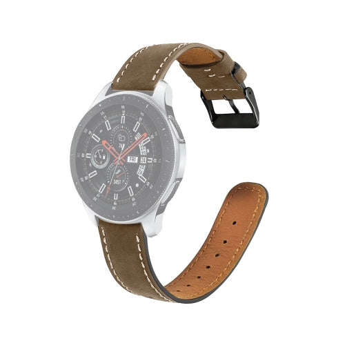 For Samsung Galaxy Watch 42mm Round Tail Genuine Leather Replacement Strap Watchband(Coffee)