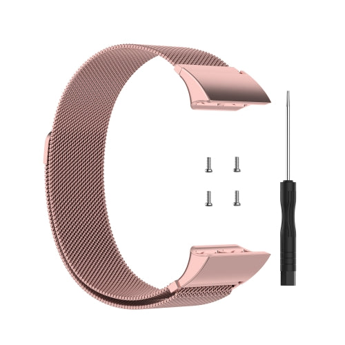 For Garmin Forerunner 35 / 30 Milanese Replacement Wrist Strap Watchband(Rose Pink)