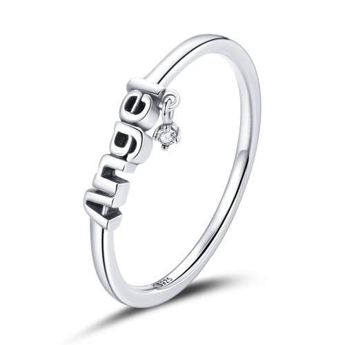 S925 Sterling Silver Angel Zircon Women Ring, Size:7