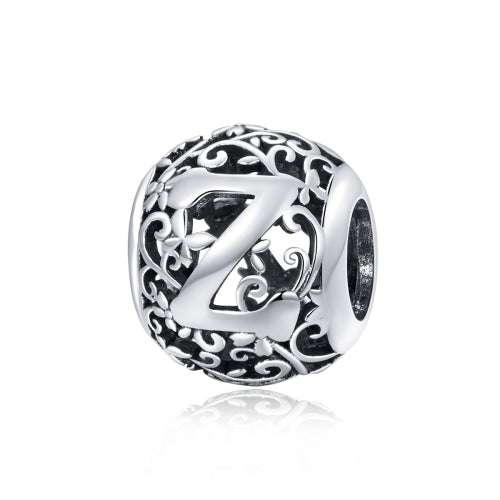 S925 Sterling Silver Mori Series Hollow Letters Beads DIY Bracelet Necklace Accessories(Z)