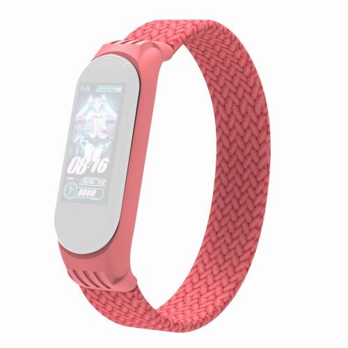 For Xiaomi Mi Band 5 / 4 / 3 / Huami Single Lap Braided Yarn + TPU Wrist Strap Watchbands, Size:S(Pink)