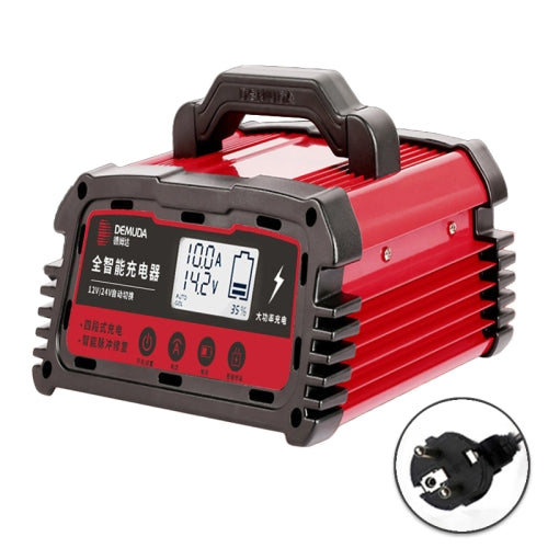 DEMUDA DC200 20A 12V / 24V Car Battery Charger Intelligent Pulse Repair Type Lead-acid Battery, Plug Type:EU Plug(Red)