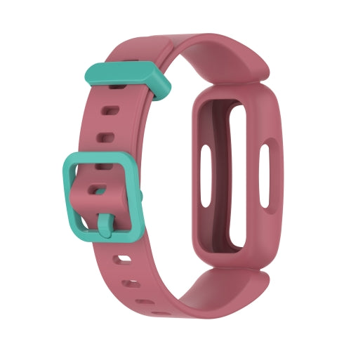 For Fitbit Inspire 2 Silicone Replacement Strap Watchband(Watermelon Red+Green)