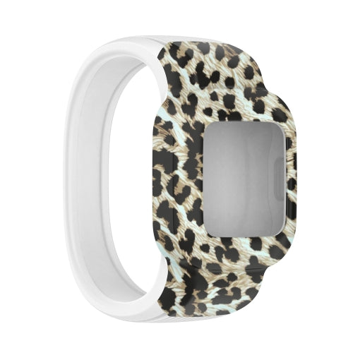 For Garmin Vivofit JR3 No Buckle Silicone Printing Replacement Watchband, Size:S(Leopard)