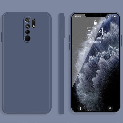 For Xiaomi Redmi 9 Solid Color Imitation Liquid Silicone Straight Edge Dropproof Full Coverage Protective Case(Grey)