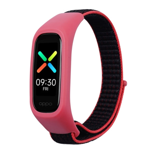 For OPPO Watch Nylon Replacement Strap Watchband(Red Black)