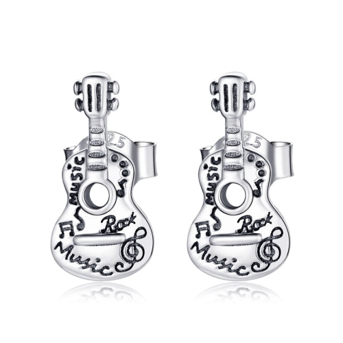 S925 Sterling Silver Retro Guitar Ear Studs Women Earrings