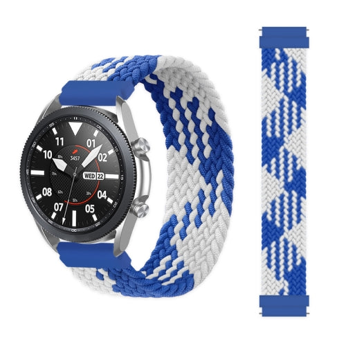 For Garmin Vivoactive 3 Adjustable Nylon Braided Elasticity Replacement Strap Watchband, Size:125mm(Blue White)