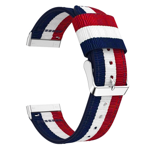 For Fitbit Versa 3 Nylon Replacement Strap Watchband(Red White Blue)