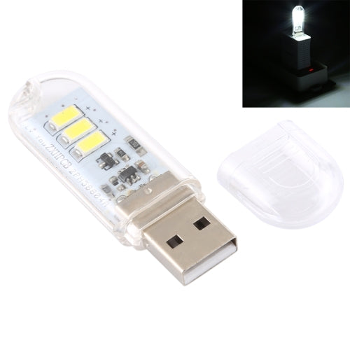 3W 3LEDs 5V 80LM USB LED Book Light Portable Night Light White Light