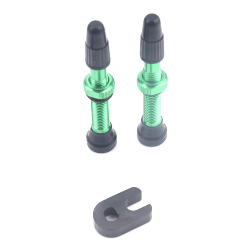 A5597 2 PCS 40mm Green French Tubeless Valve Core with A-type Wrench for Road Bike