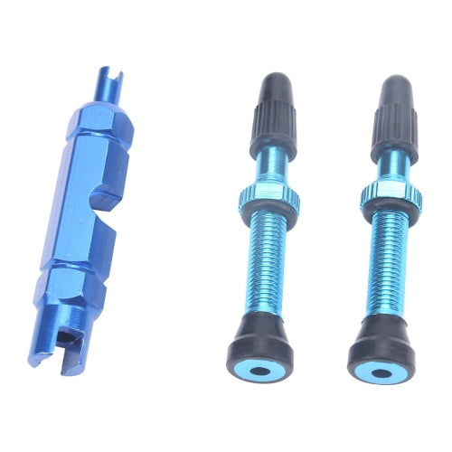 A5595 2 PCS 40mm Blue French Tubeless Valve Core with Blue Disassembly Tool for Road Bike