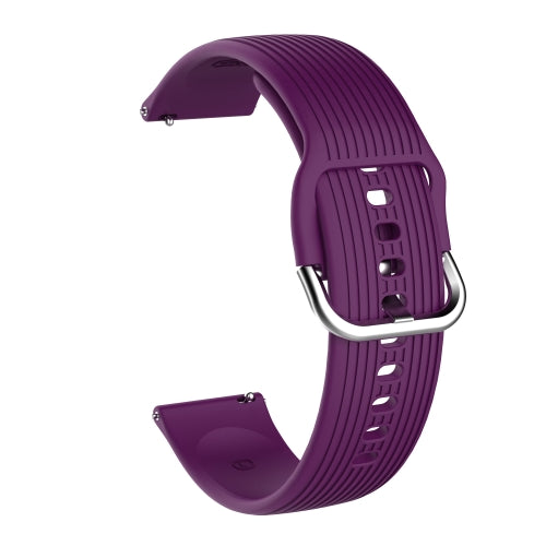 20mm Vertical Texture Silicone Replacement Strap Watchband(Purple)