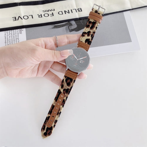 20mm Denim Leather Replacement Strap Watchband(Brown Leopard)