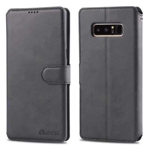 For Galaxy Note 8 AZNS Calf Texture Magnetic Horizontal Flip PU Leather Case with Holder & Card Slots & Photo Frame(Black)