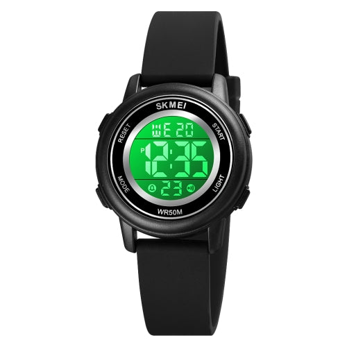 SKMEI 1721 Triplicate Round Dial LED Digital Display Luminous Silicone Strap Electronic Watch(Black)