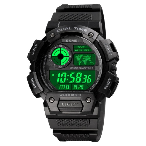 SKMEI 1723 Dual Time LED Digital Display Timing Luminous Electronic Watch(Black)