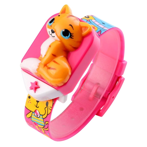 SKMEI 1753 Three-dimensional Cartoon Cat LED Digital Display Electronic Watch for Children(Pink)