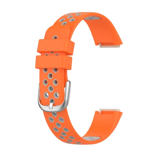 For Fitbit Luxe Two-color Silicone Replacement Strap Watchband(Orange Grey)