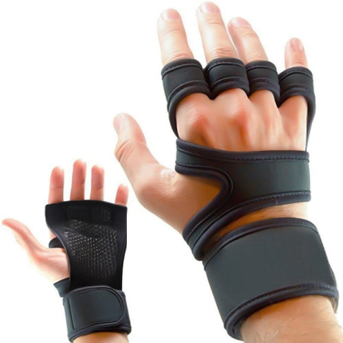 Sports Riding Gloves Silicone pull-up Exercise Gloves, Size:L(Reinforced Black)