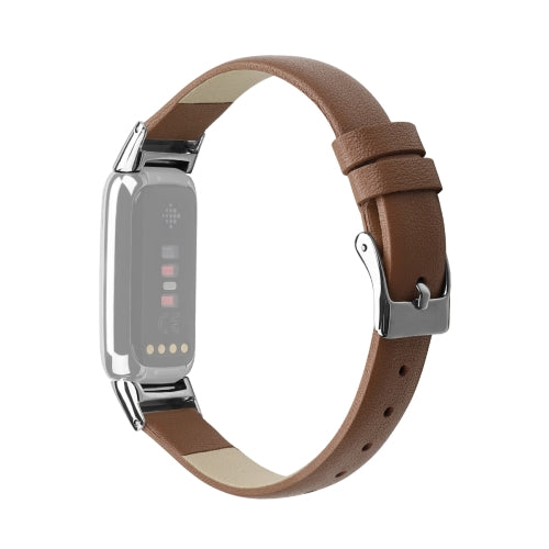 For Fitbit Luxe Leather Replacement Strap Watchband, Size:S(Brown)