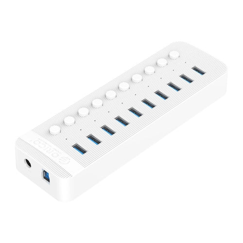 ORICO CT2U3-10AB-WH 10 In 1 Plastic Stripes Multi-Port USB HUB with Individual Switches, EU Plug(White)