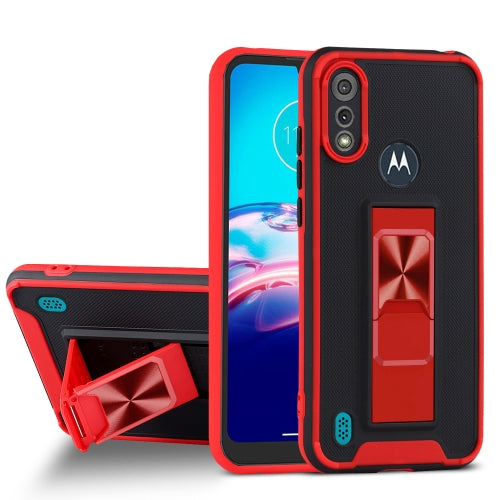 For Motorola Moto E6s (2020) Dual-color Skin Feel TPU + PC Magnetic Shockproof Case with Invisible Holder(Red)
