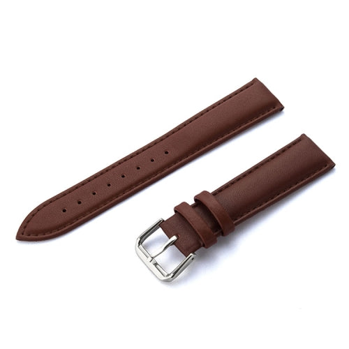 Two-layer Cowhide Leather Plain Weave Replacement Strap Watchband(Brown)