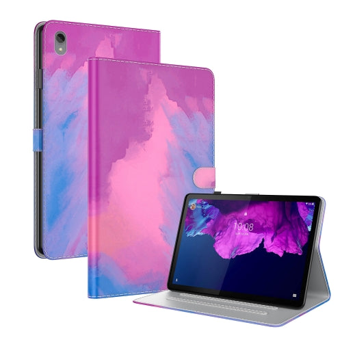 For Lenovo Tab P11 TB-J606F 11inch Voltage Watercolor Pattern Skin Feel Magnetic Horizontal Flip PU Leather Case with Holder(Purple)