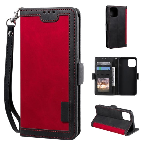 Retro Splicing Horizontal Flip Leather Case with Card Slots & Holder & Wallet For iPhone 13 mini(Red)