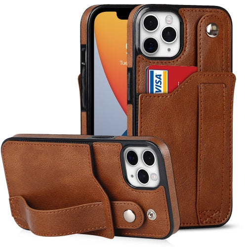 Crazy Horse Texture Shockproof TPU + PU Leather Case with Card Slot & Wrist Strap Holder For iPhone 11 Pro Max(Brown)