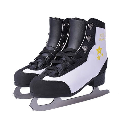 BING XING Unisex Genuine Leather Anti-collision Figure Skating Ice Skates Shoes, Size: 35(Black White)