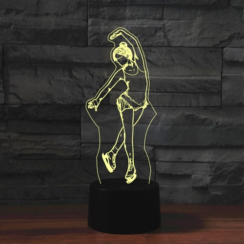 Black Base Creative 3D LED Decorative Night Light, USB with Touch Button Version, Pattern:Ice Skating 3