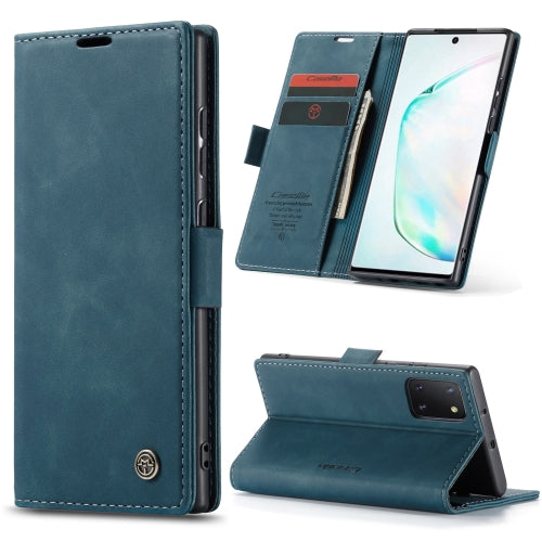 For Galaxy A81 / Note 10 Lite CaseMe Multifunctional Horizontal Flip Leather Case, with Card Slot & Holder & Wallet(Blue)