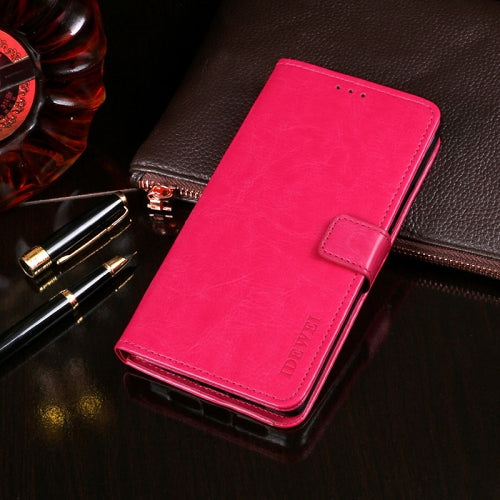 For Alcatel 1V 2019 No Fingerprint idewei Crazy Horse Texture Horizontal Flip Leather Case with Holder & Card Slots & Wallet(Rose Red)