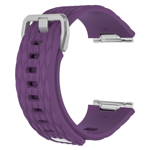 For Fitbit Ionic Dragon Scale Texture Silicone Replacement Wrist Strap Watchband with Buckle, Size:S(Purple)