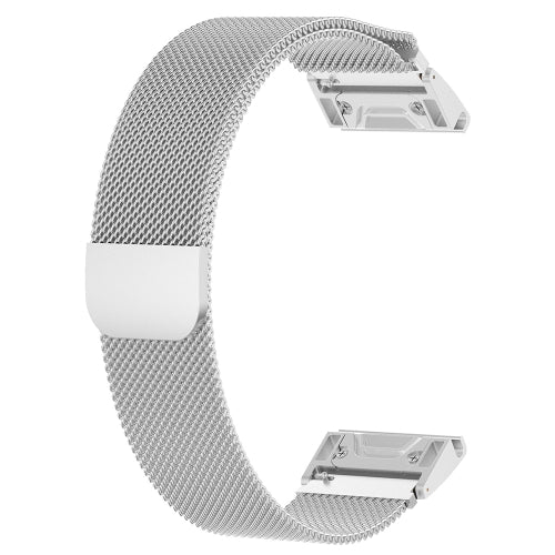 For Garmin Fenix 5S Milanese Replacement Wrist Strap Watchband(Silver)