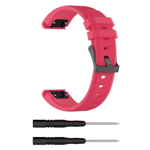 For Garmin Fenix5 (22mm) Silicone Replacement Wrist Strap Watchband(Rose Red)