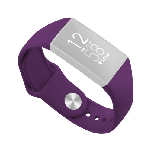 For Fitbit Charge 3 22mm Solid Color Silicone Strap A(Deep Purple)