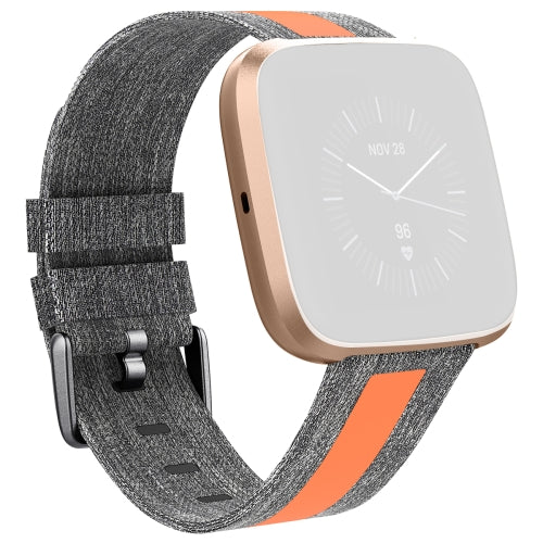 For Fitbit Versa Reflective Canvas Strap(Gray + Orange)