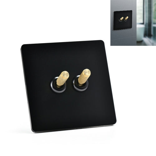 86mm Retro Copper Panel Hand Switch Panel, Style:Black Gold-Double Open