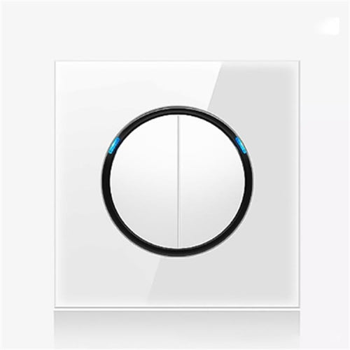 86mm Round LED Tempered Glass Switch Panel, White Round Glass, Style:Two Billing Control